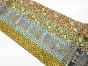 変わり縞に花唐草模様織出し袋帯